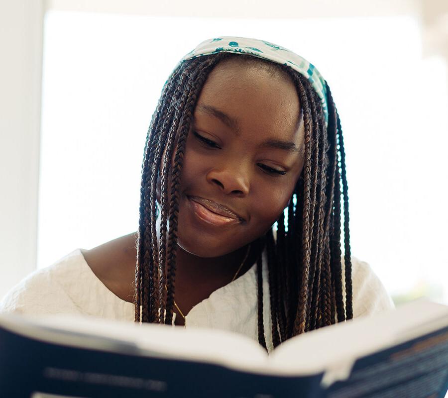 an english major reading a book