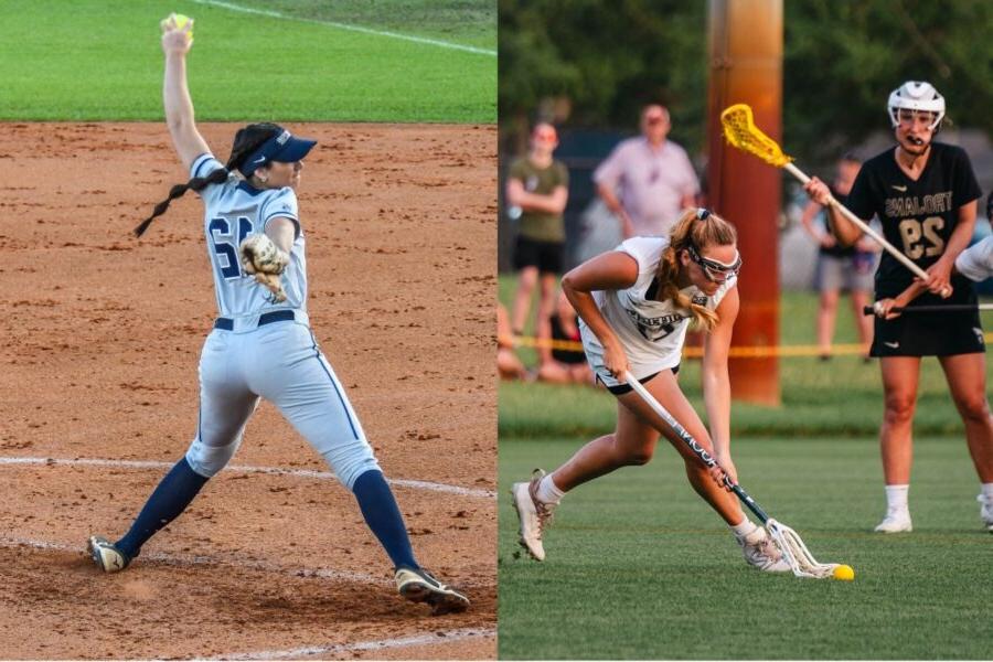 a student-athlete playing lacrosse and softball